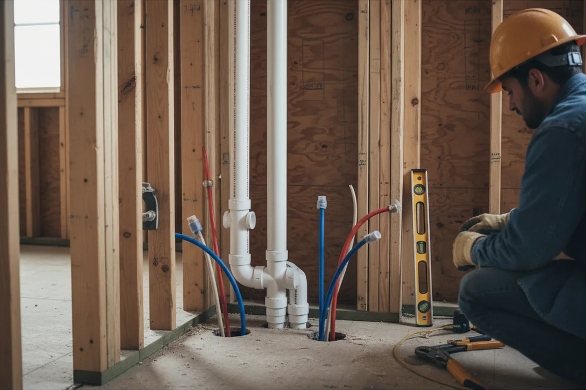 Drain and supply rough-in during Leak Detection in Pearson