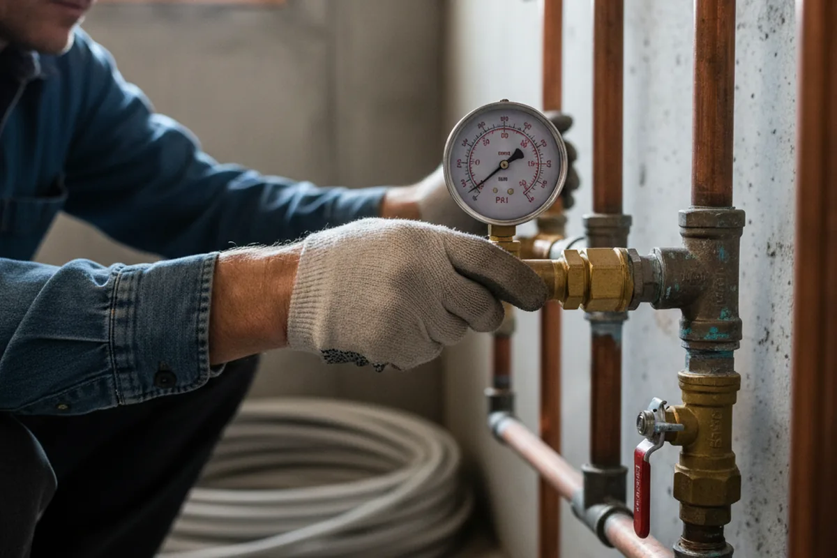 Pressure testing a repaired line during Water Line Repair in Pearson